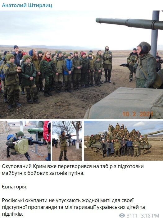 Публикация офицера ВСУ о милитаризации детей Крыма