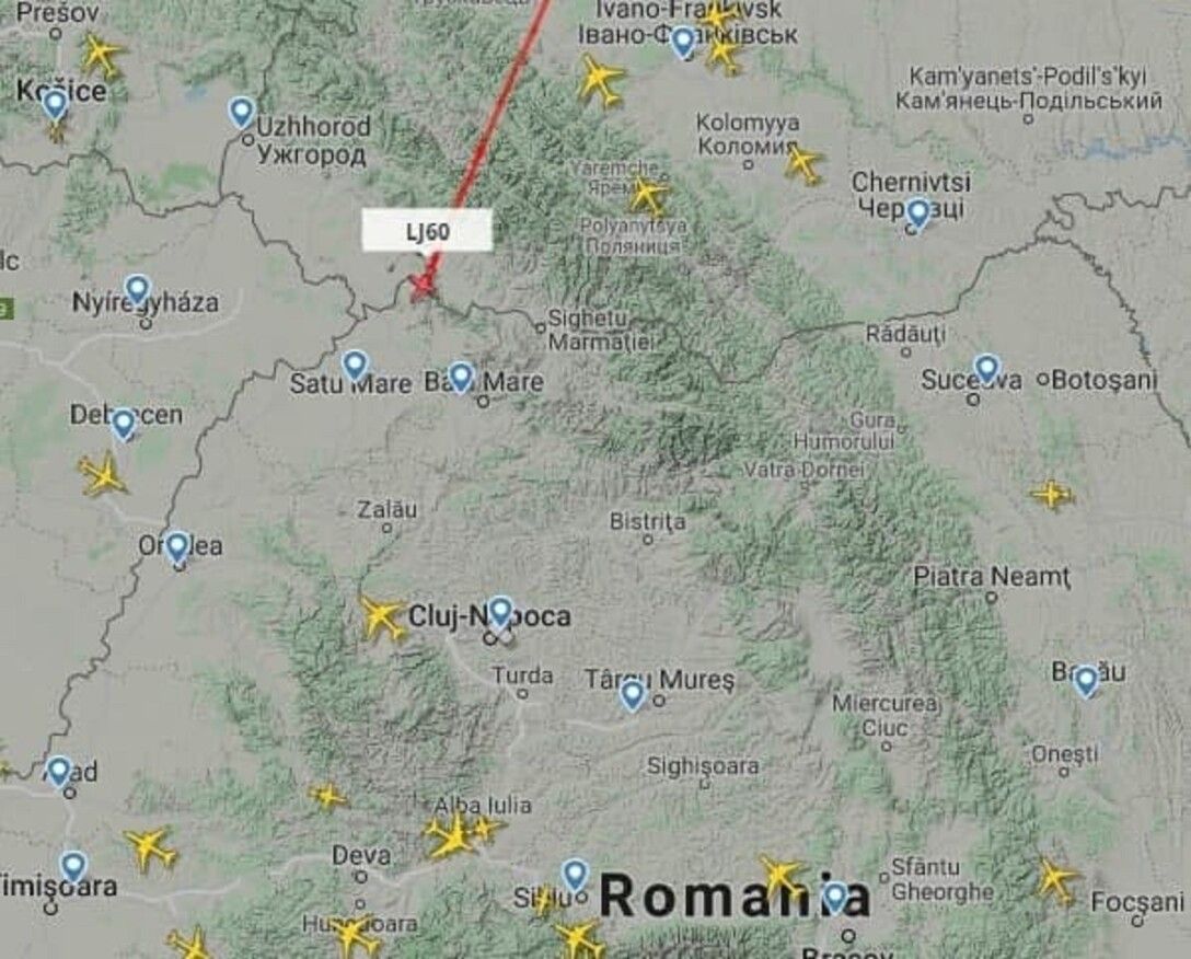 Learjet 60 пролетел на Украиной Learjet 60