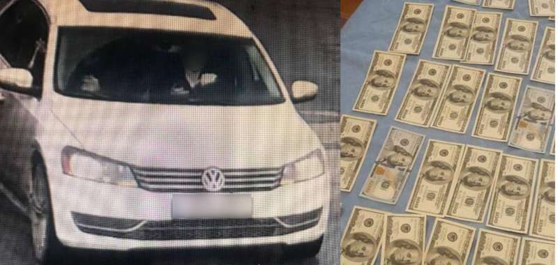 Автомобиль мошенников и деньги, которые они выманили. Коллаж из фото полиции Киевской области dqxikeidqxitkant