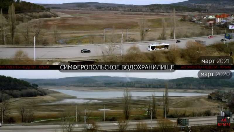 Симферопольское водохранилище в марте 2020 и марте 2021 года dqxikeidqxiqqeant
