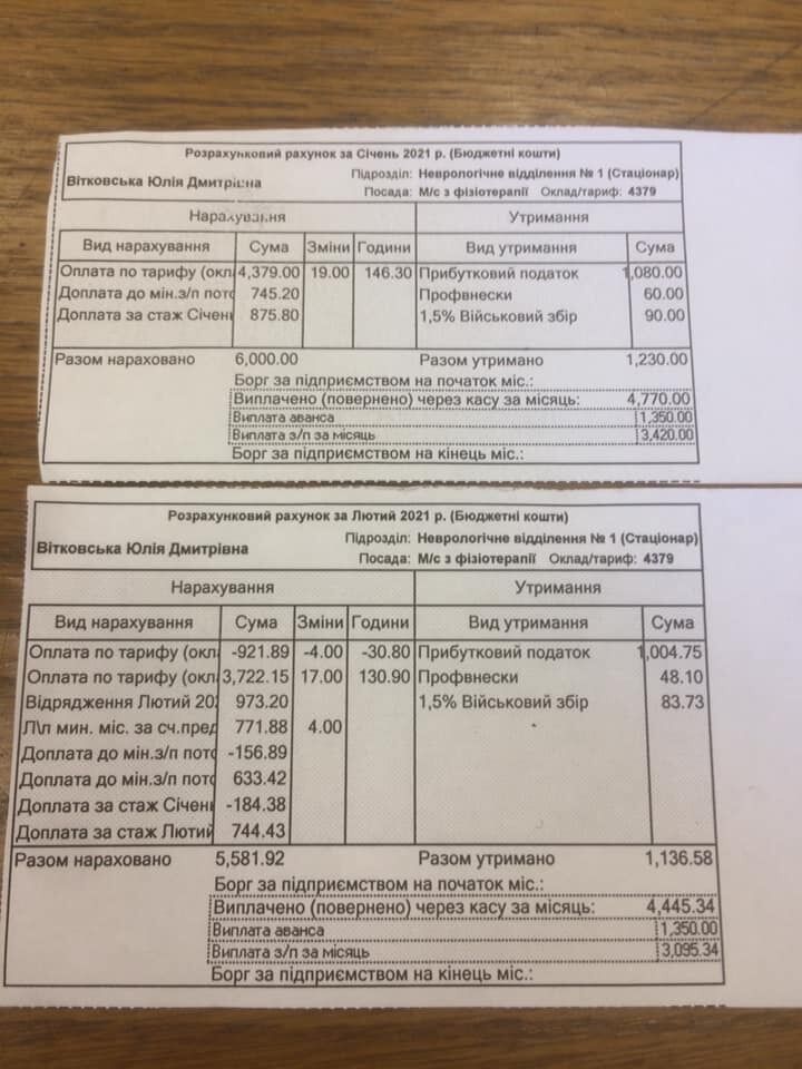 Медсестра Витковская показала свою зарплату за январь и февраль 2021 года dqxikeidqxitkant