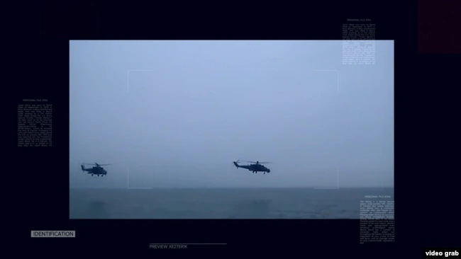 Российские военные вертолеты над Крымом, март 2014 года