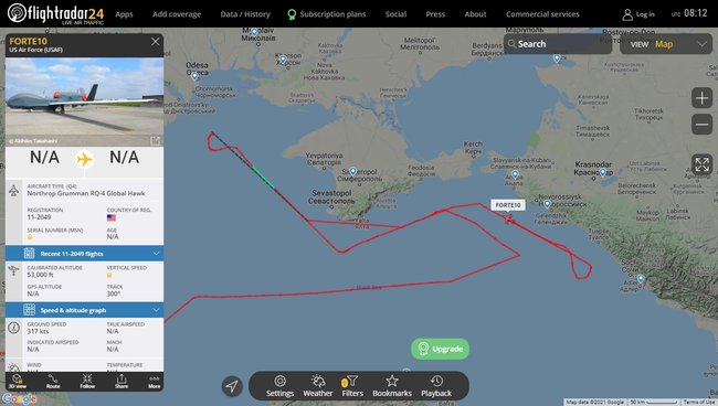 Американский беспилотник пролетел рядом с оккупированными Крымом и Донбассом вопреки запрету РФ 02 Американский беспилотник пролетел рядом с оккупированными Крымом и Донбассом вопреки запрету РФ 02