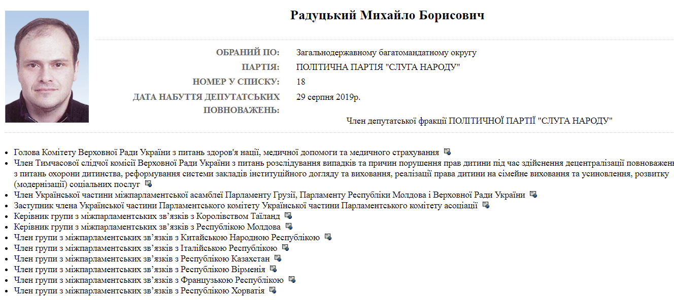 Информация о нардепе