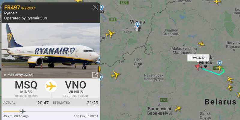 Протасевича сняли с борта Ryanair, летевшего в Вильнюс dqxikeidqxitkant