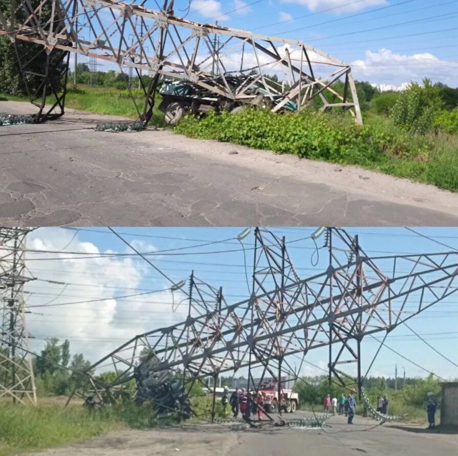 Авто снесло электроопору. dqxikeidqxitkant