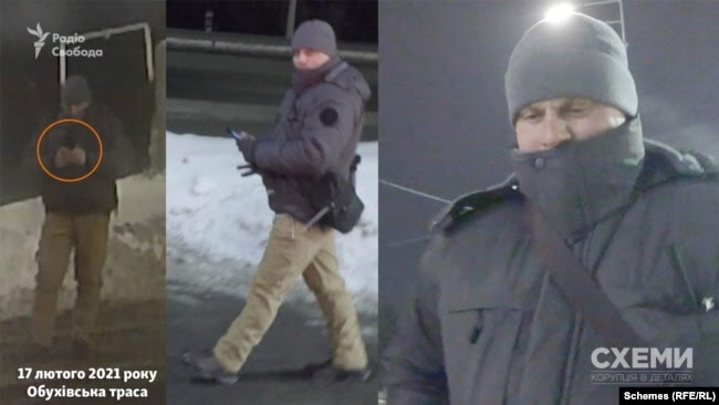 17 лютого, коли знімальна група «Схем» заїхала на заправку на Обухівській трасі– там біля неї з’явився чоловік, сфотографував авто і щось написав у телефоні