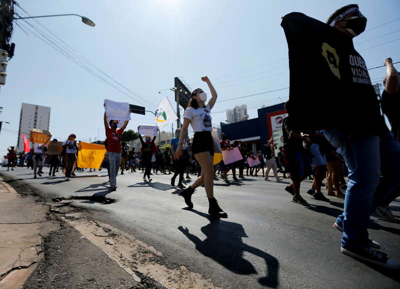 People participate in a protest against Brazils President Jair Bolsonaro and his handling of the coronavirus disease (COVID-19) pandemic in Cuiaba, Brazil, June 19, 2021. REUTERS/Mariana Greif dqxikeidqxitkant