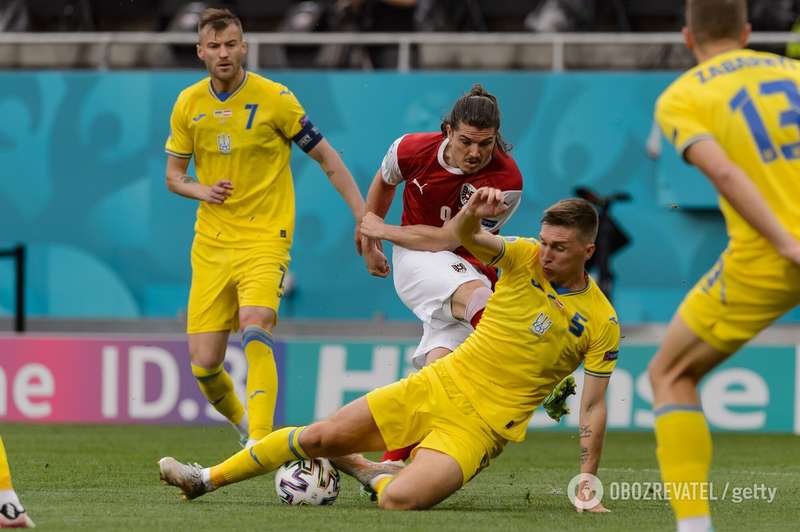 Украинцы в матче с Австрией.