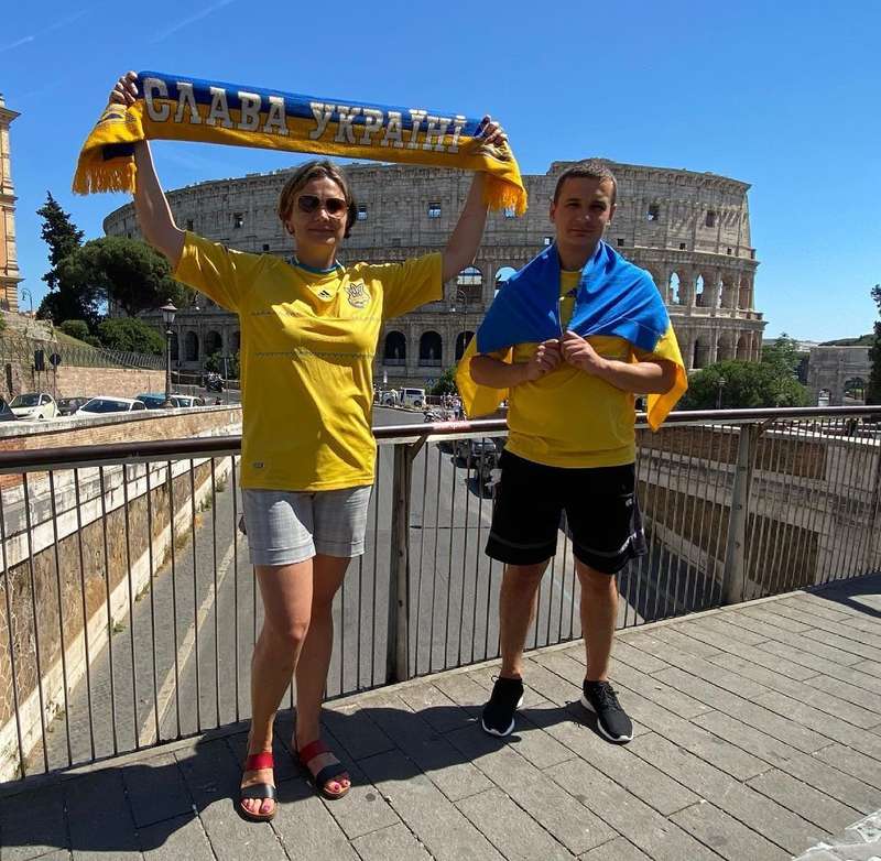 Украинские фанаты в Риме.