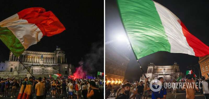 В Риме фанаты праздновали победу сборной на площади Пьяцца-дель-Пополо dqxikeidqxiqqeant