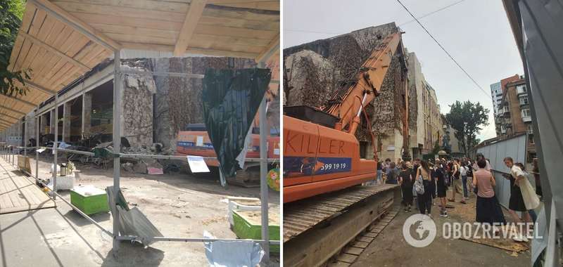 Рабочие начали снос здания