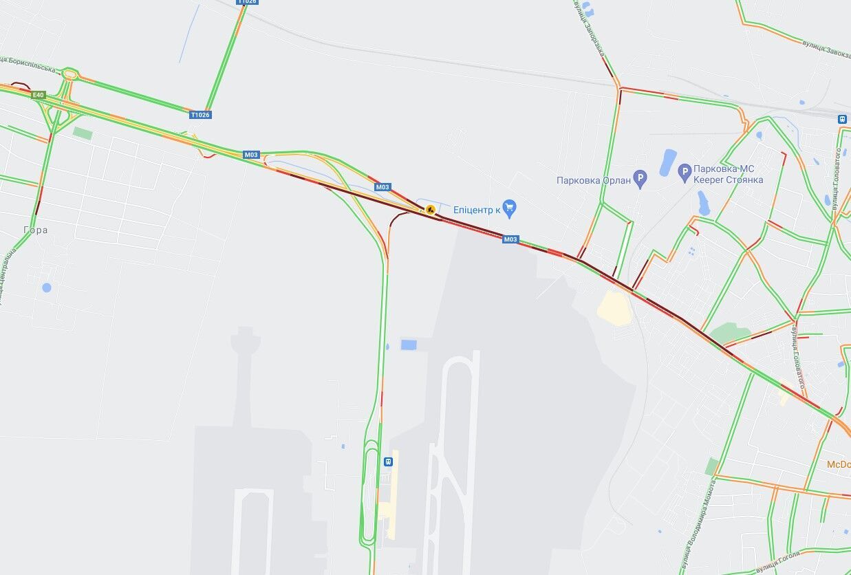 ДТП произошло на Бориспольском шоссе.