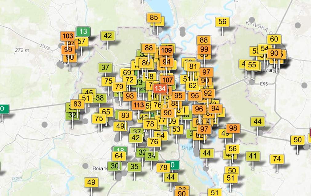 Рівень забрудненого повітря у Києві Рівень забрудненого повітря у Києві