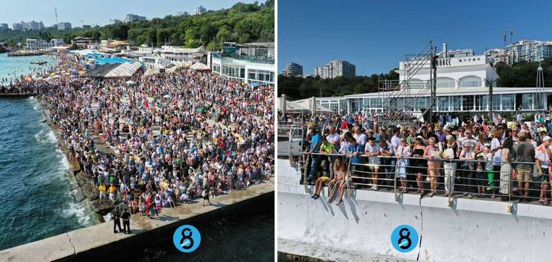 Зрители военного парада в Одессе