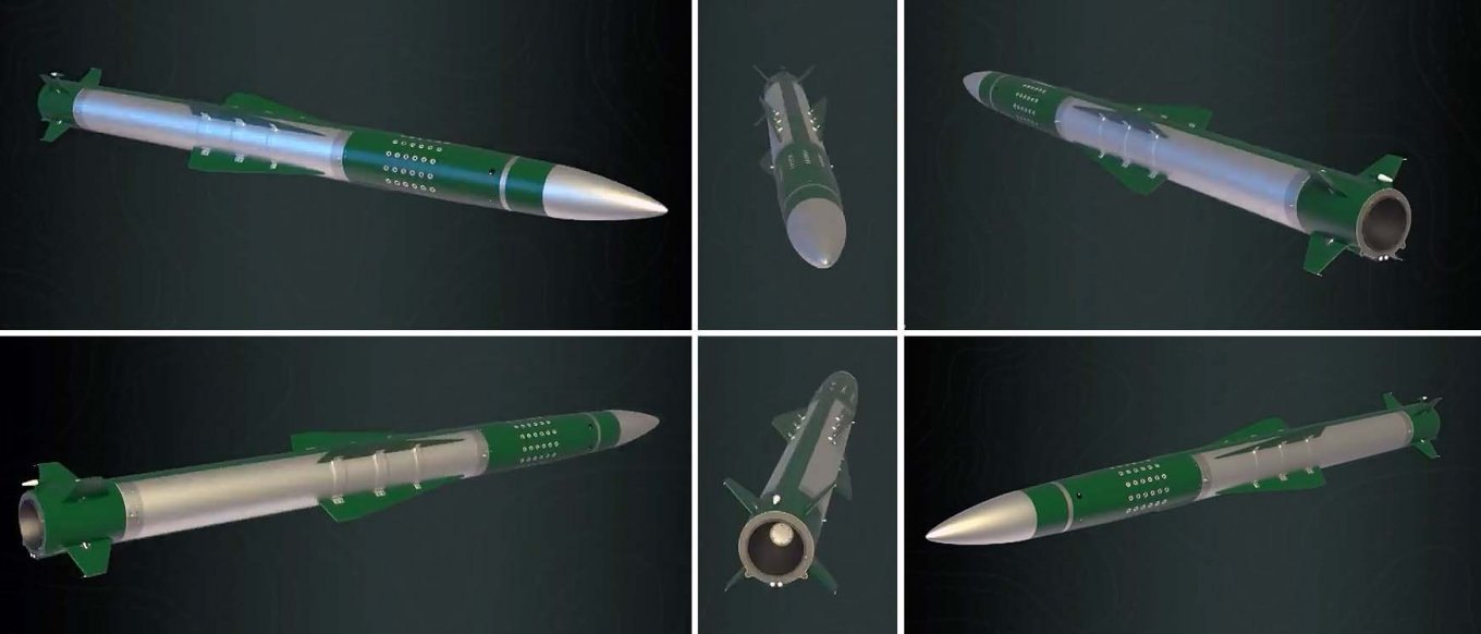 Візуалізація зенітної ракети ЗРС ’Кільчень’ з різних ракурсів