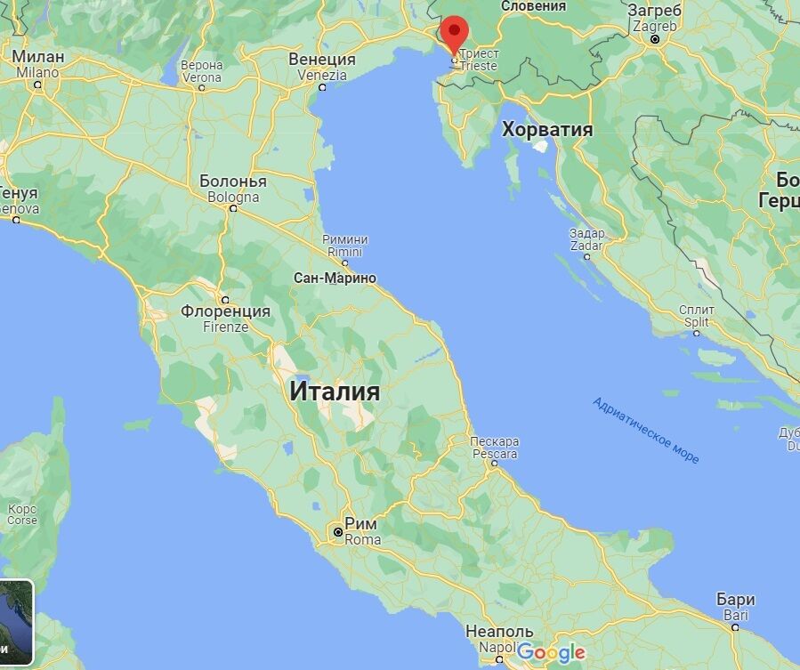 Триест на карте.