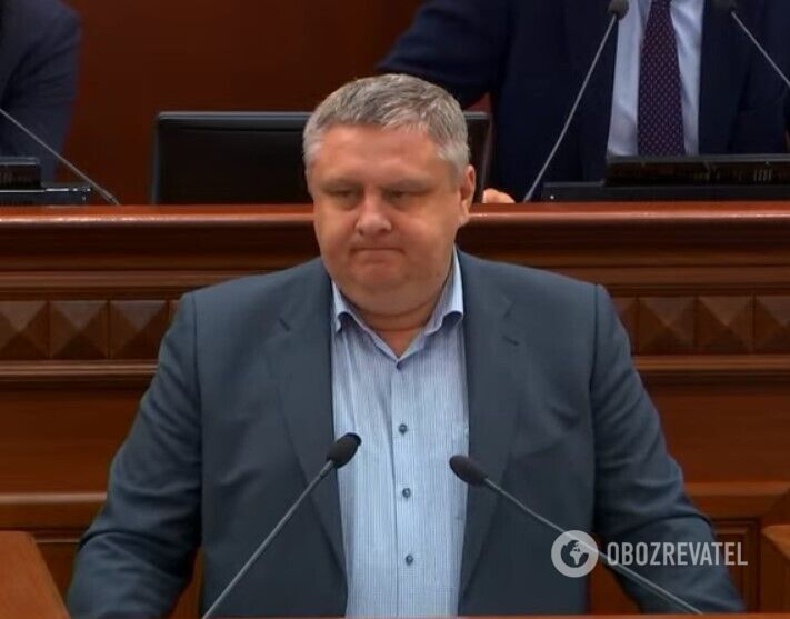 Андрей Крищенко во время выступления в Киевской мэрии