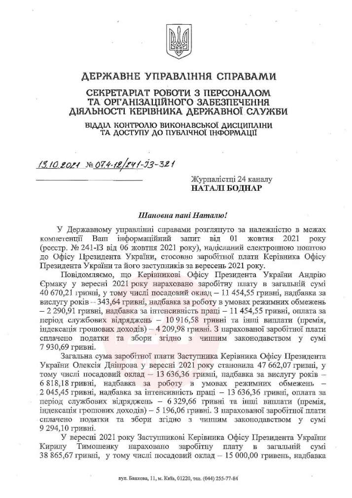 . Єрмак отримує меншу зарплату, ніж його заступники в ОПУ dqxikeidqxitkant