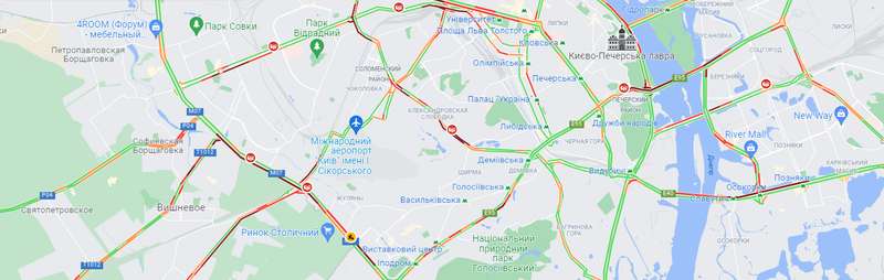 Пробки в Киеве 26 октября. Скриншот: google.com/maps