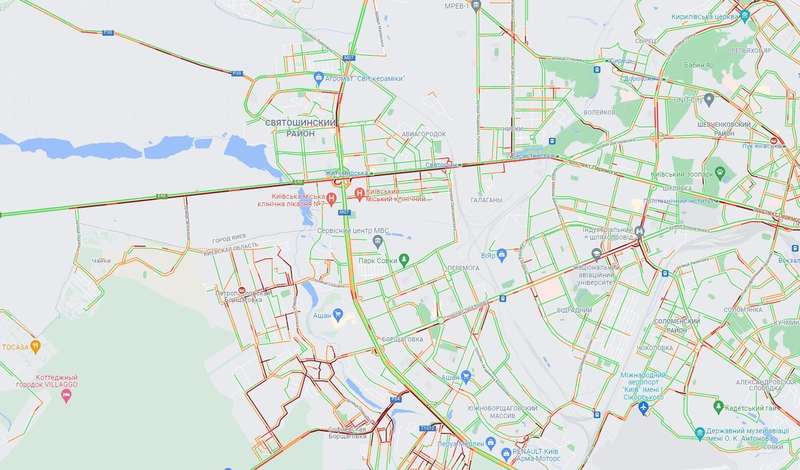 Проспект Победы, пробка на въезде в Киев.