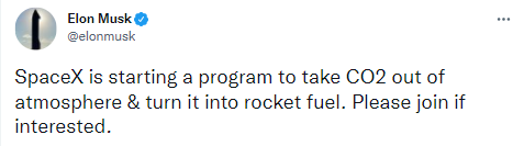 Маск запускает программу переработки CO2 в ракетное топливо dqxikeidqxitkant