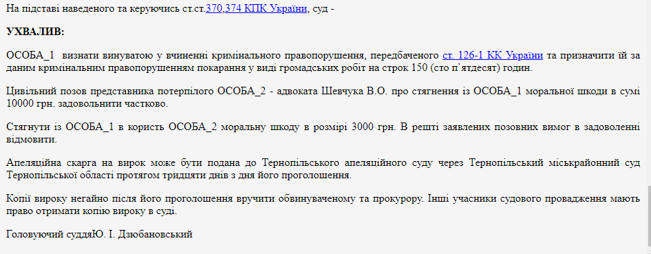 Решение суда.