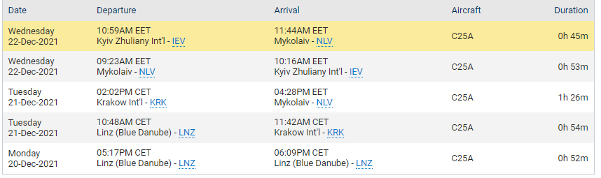 По какому маршруту передвигался самолет