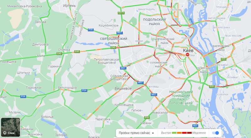 В Киеве 28 декабря на Лобановского произошла авария. В городе пробки, гугл карта