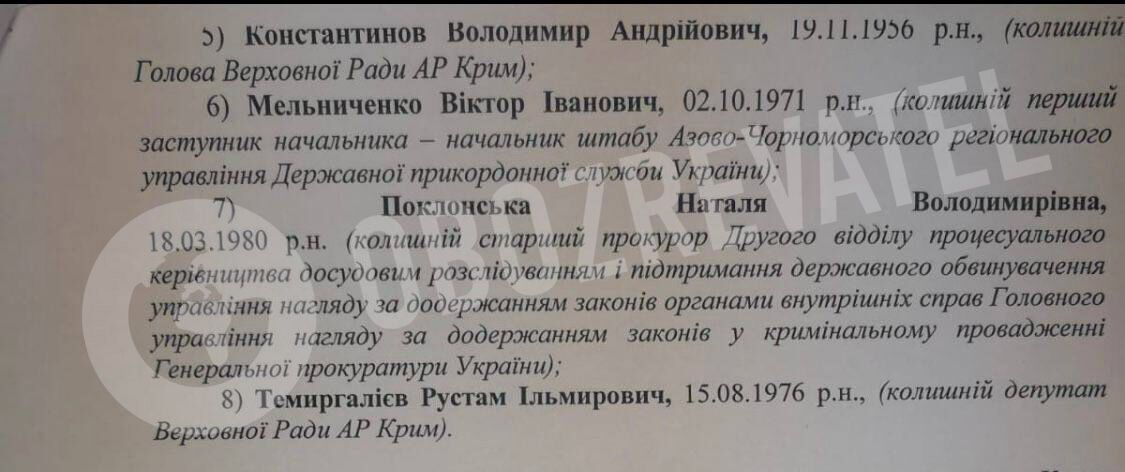 Список обвиняемых