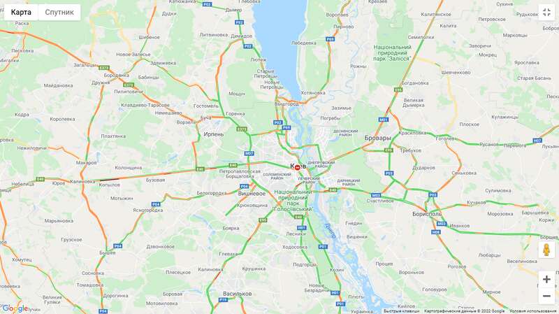 Заезды в Киев затруднены