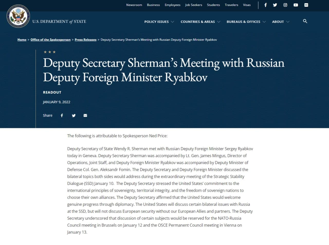 Пресс-релиз Госдепа США после первых переговоров Америки и России dqxikeidqxitkant