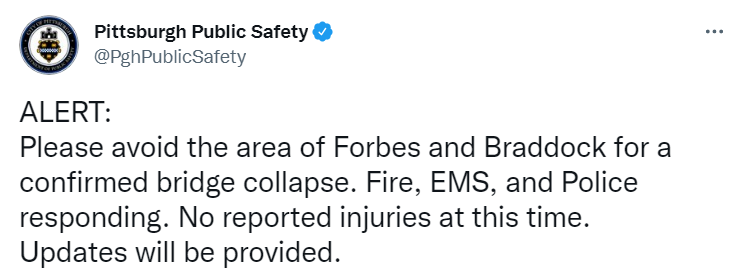Скриншот из Твиттера службы общественной безопасности Питтсбурга dqxikeidqxitkant