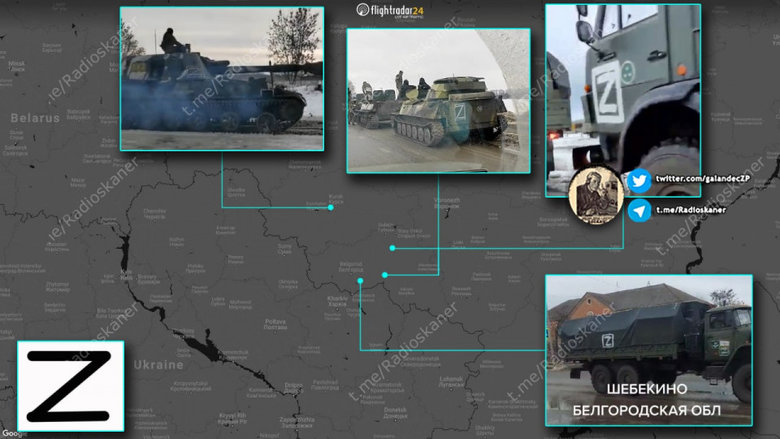 Передовые части россиян недалеко от Украины наносят на бронетехнику особую отметку Z 03