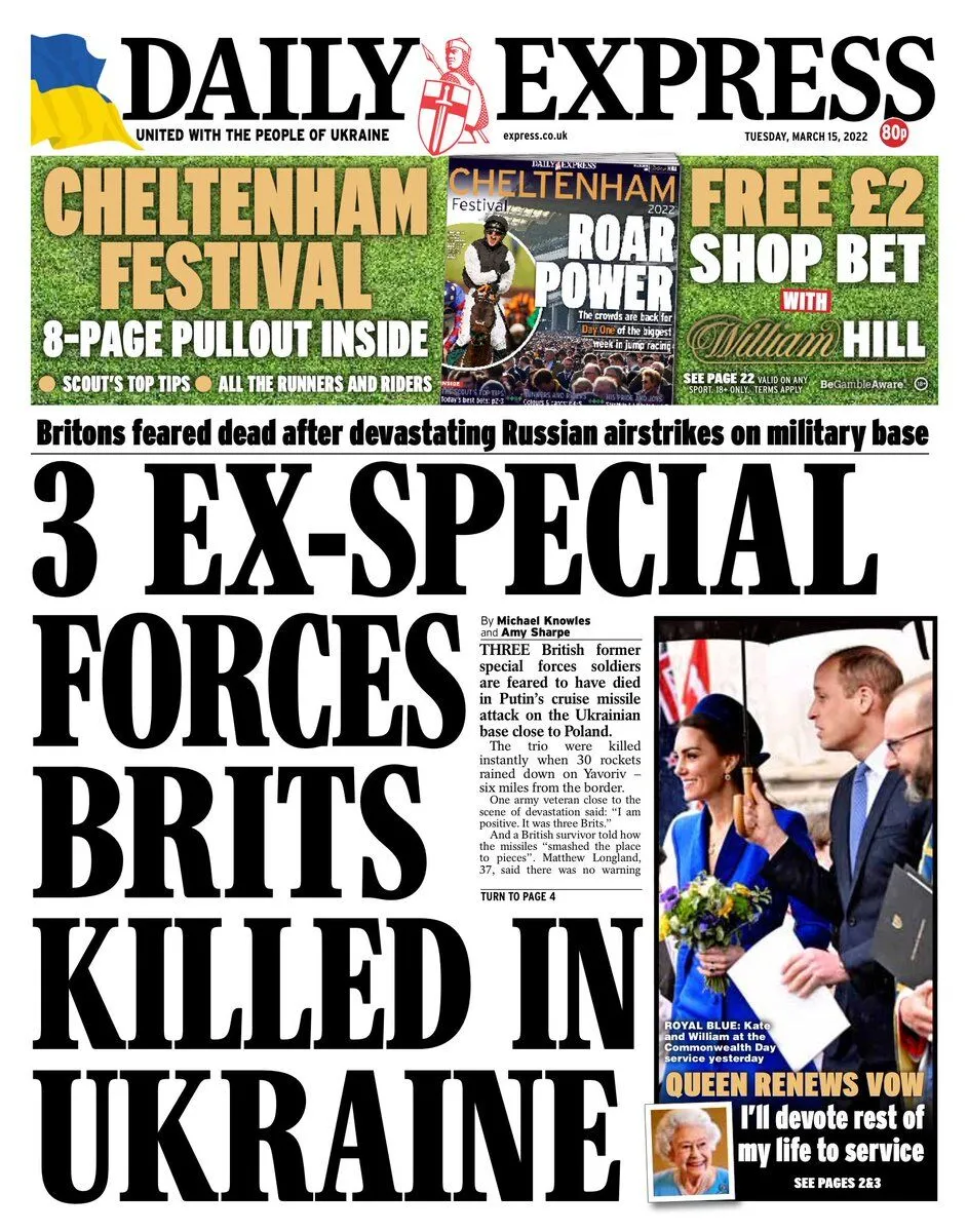 Российские захватчики убили трех граждан Великобритании: обложки главных мировых газет