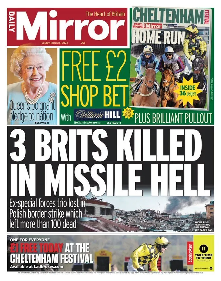 Российские захватчики убили трех граждан Великобритании: обложки главных мировых газет