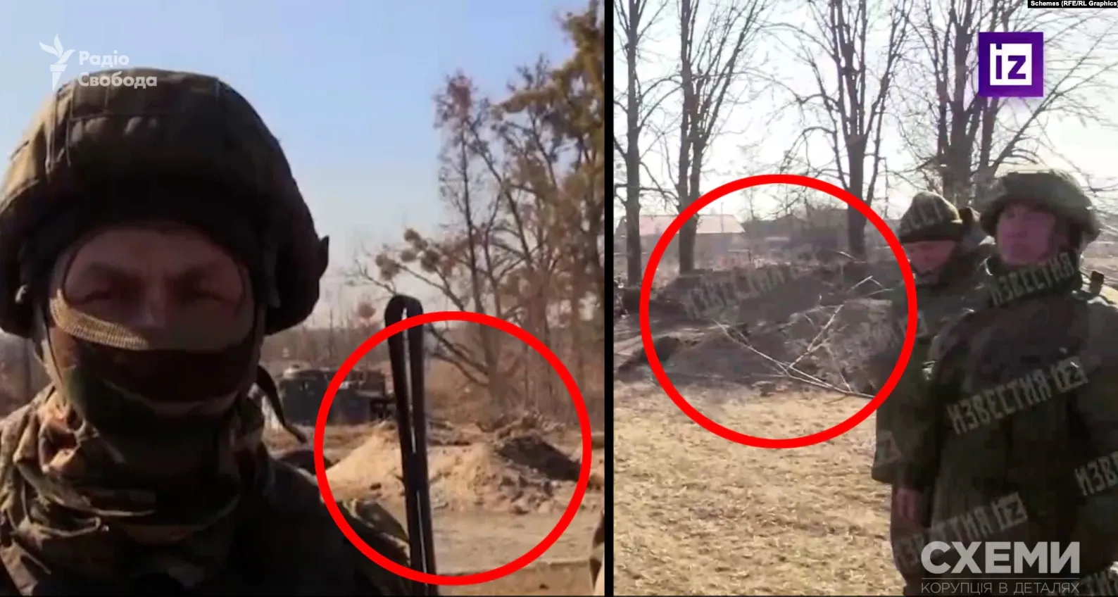 На фоне видны окопы.