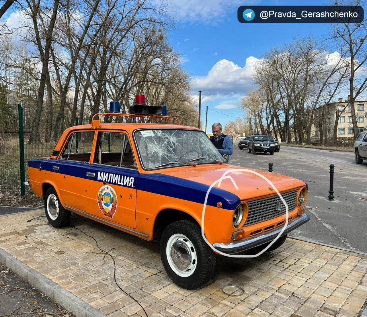 Оккупанты украли фары музейного экспоната.