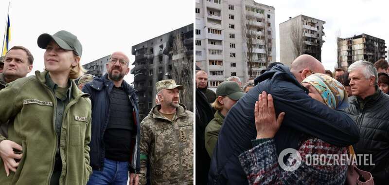 Шарль Мишель посетил разрушенную оккупантами Бородянку