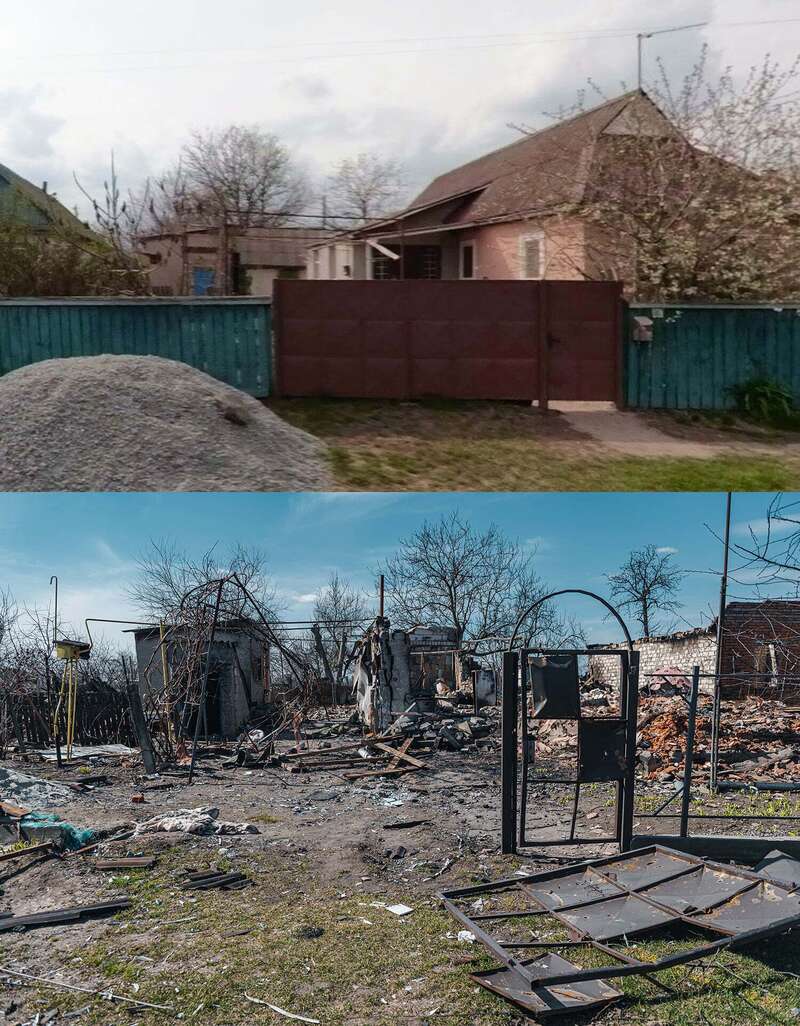 Фотограф Роман Наумов показал улицы Киевщины до и после российского вторжения dqxikeidqxiqqeant