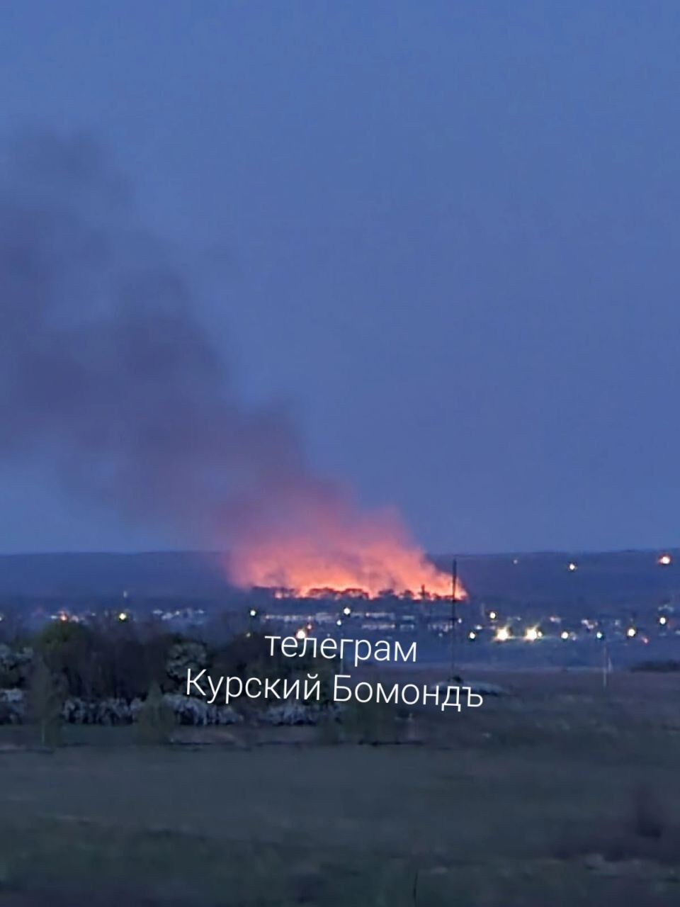 В Курской области горит камыш