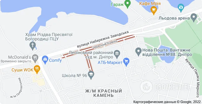 Красный Камень на карте