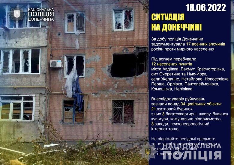 За сутки полиция Донетчины задокументировала 17 военных преступлений россиян против мирного населения 01 dqxikeidqxitkant