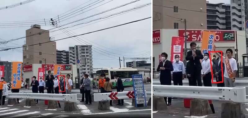 Из-за оранжевого баннера на заднем плане появляется человек dqxikeidqxiqqeant