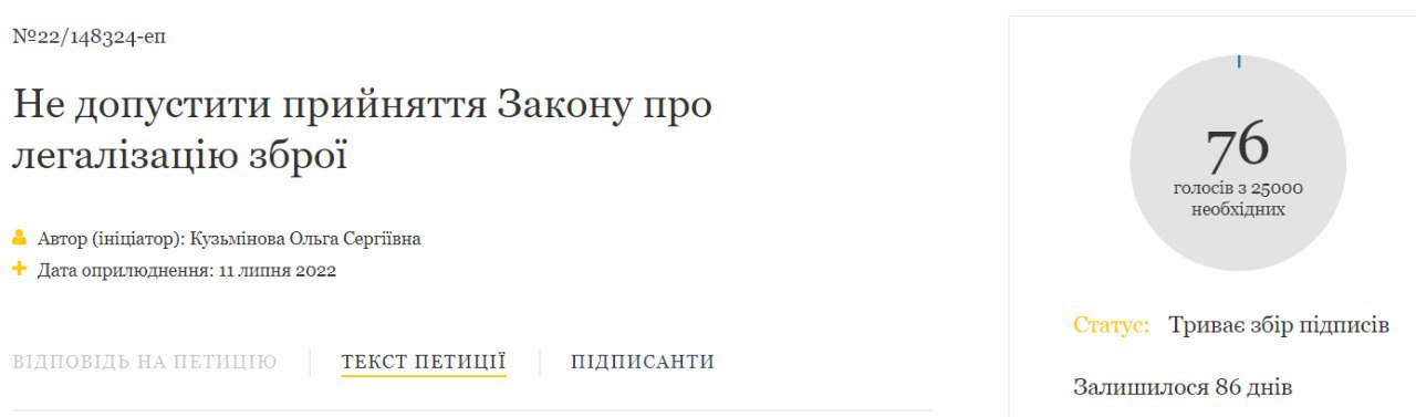 Петиция против легализации оружия в Украине dqxikeidqxiqqeant