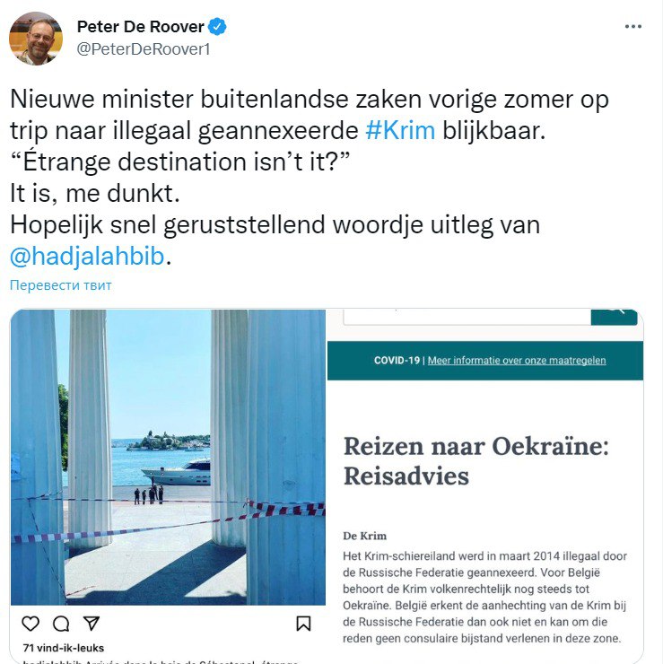 Скриншот из Твиттера Петера де Рувера dqxikeidqxiqqeant