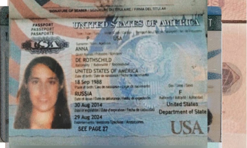 Паспорт США на ім’я Анни де Ротшильд