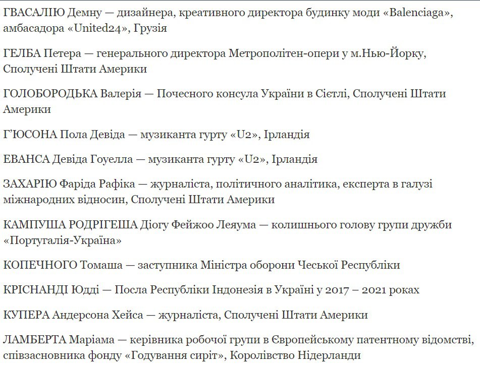 Зеленський нагородив іноземців