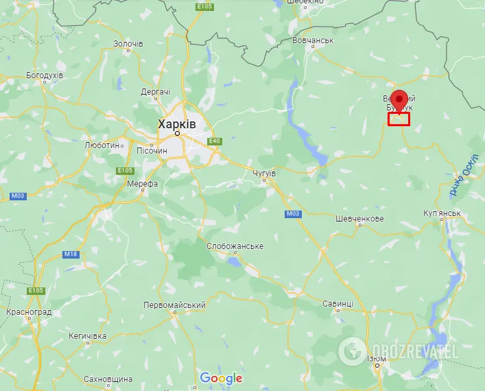 Селище Великий Бурлук на карті