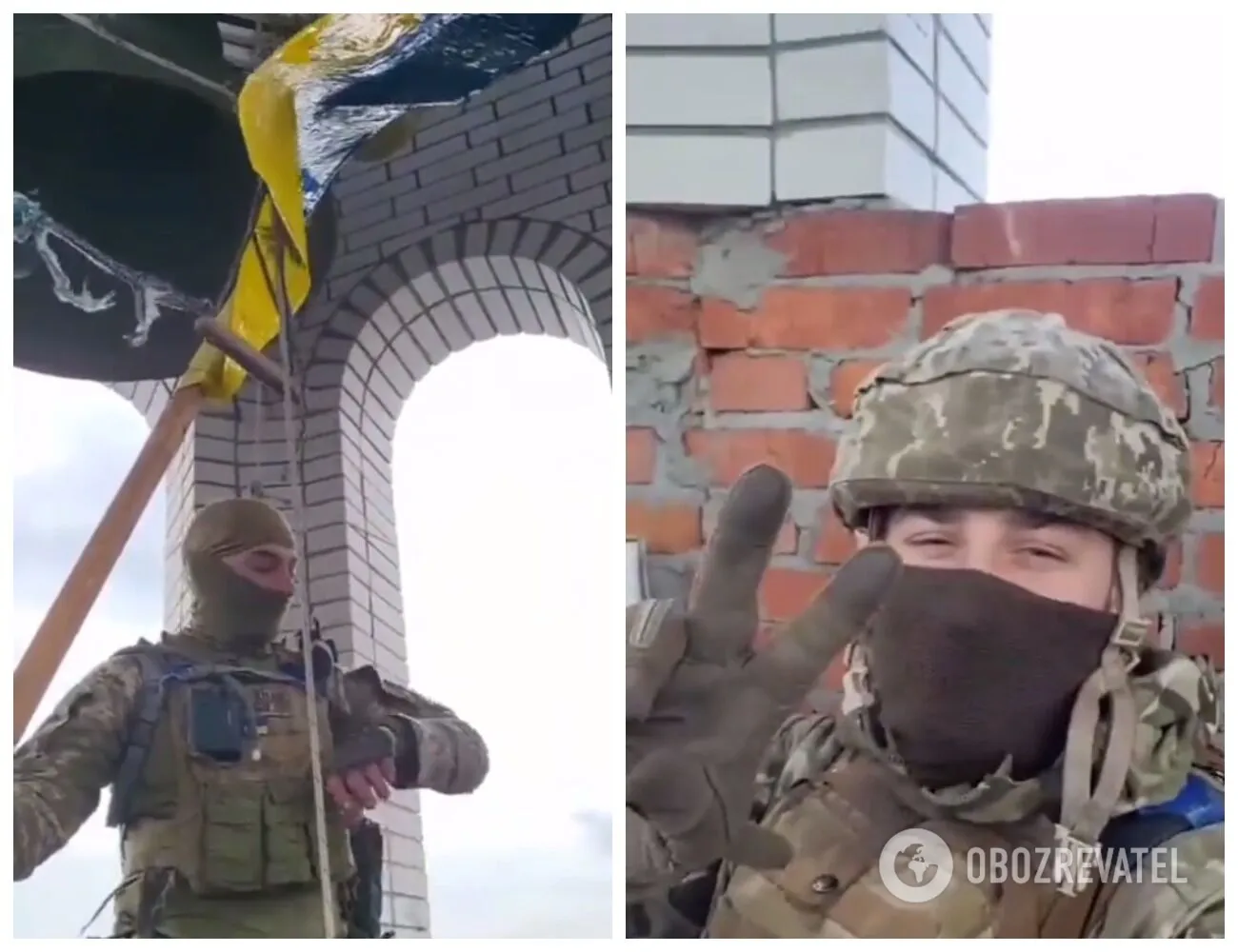 Воины Вооруженных сил Украины в селе на Донбассе